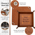 Personalized Valet Trays, Custom Engraved Leather Keys Tray for Men - Catchall Tray Organizer for Entryway Table, Unique Dad Birthday Gift from Daughter Son, Father Day (Custom Text) - color: Custom Message