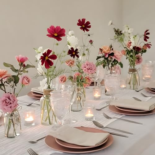 Vintage Glass Vases for Flowers, Set of 3 Clear Vases for Farmhouse Wedding Centerpiece Cylinder Bottle for Reception Table Decor Housewarming Birthday Floral Arrangements (S+M+L) - color: Clear, size: Large+Medium+Small-3Pcs