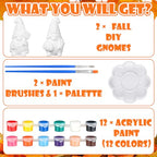 Seenelling 2 Pack Fall Gnome Ready to Paint Your Own Statues 4'' DIY Unpainted Ceramics Figurines Kit Blank Paintable Ceramics Art and Crafts Decorations - style: Fall Gnome