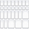 SMARTAKE 28 Piece Drawer Organizers with Non-Slip Silicone Pads, 4-Size Desk Drawer Organizer Trays Storage Tray for Makeup, Jewelries, Utensils in Bedroom Dresser, Office and Kitchen, Clear - size: 28 PCS