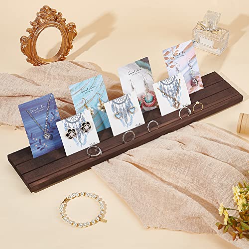 PH PandaHall Wooden Jewelry Display Stands, 3-Slot Wood Earring Card Holder Portable Jewelry Organizer Table Displays for Selling Earring Showing Jewelry Displaying, 15x3inch, Brown - color: Brown