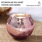 Volens Round Rose Gold Votive Candle Holders, Mercury Glass Tealight Candle Holder Set of 12 - color: Rose Gold