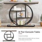 Tribesigns 41.3" Console Table, Industrial 4-Tier Sofa Table Entryway Table with Circle Base, Narrow Wood Accent Tables with Storage Shelves for Living Room, Hallway, Foyer, Gray | Industrial, Sofa Table, Entryway Table, Narrow, Accent Tables, Storage She