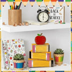 Lineshading 4 Pcs Back to School Table Decorations Retro Red Apples Decor Back to School Tiered Tray Decor Apple Centerpieces Rustic Wood Pencil Block Stack Sign Farmhouse Gifts for Home Shelf Mantel - style: Apple