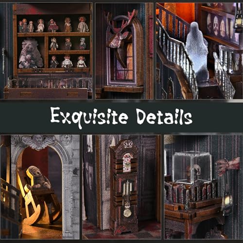 MiniCity Book Nook Kit, DIY Miniature Dollhouse Kit 3D Puzzles for Adults Tiny House Mini Home Craft Bookshelf Nook Puzzle Book Decor Gifts for Teenagers Book Lovers (Haunting Relics) - style: Haunting Relics