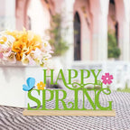 COCHIE Metal Happy Spring Sign, Spring Decorations for Home, Office, Shelf, Mantel, Indoor, Spring Flower Decor, Spring Butterfly Table Top Party Decoration (Spring) - style: Spring
