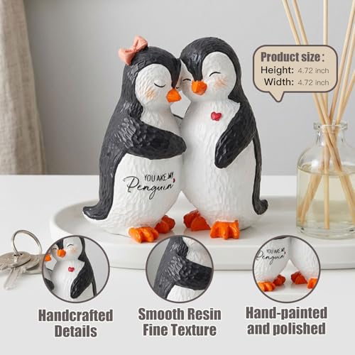 Penguin Gifts for Couple, Romantic Anniversary Wedding Gifts for Men Women, Resin Penguin Figurines, I Love You Gift for Wife Husband Girlfriend Boyfriend, Penguin Statue Home Decor with Greeting Card