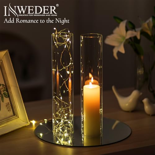 Glass Hurricane Candle Holder: 12" Tall Candlestick Holder Bulk with Cylinder Windproof Cover Set of 6 Clear Taper Candle Holders for Wedding Party Birthday Christmas Decor - size: 12" H - 6 Pcs