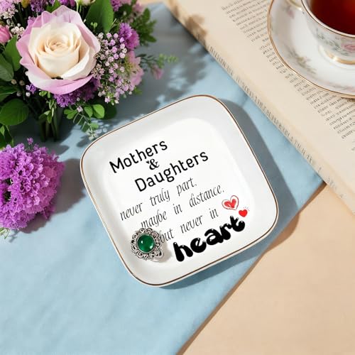 Gift for Mom from Daughter,Mother Gifts from Daughter-Mothers & Daughters never truly part, Mother's Day, Birthday,Christmas,Thanksgiving Ring Dish Jewelry Tray Gift for Mother Daughter - style: Mothers&Daughters never truly part