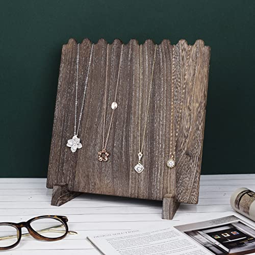 MOOCA Wooden Plank Necklace Jewelry Display Stand for 8 Necklaces, Jewelry Display Holder, Wood Plank Storage Stand Holder, Coffee Color - color: Coffee