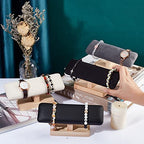 NBEADS Wooden Watch Display Stand, Black Velvet T-Bar Bracelet Holder Jewelry Organizer Stand Removable Bangle Pendants Anklet Tower Rack for Home Use, Retail Display Selling, 7.6x1.9x3.5 - color: Black Velvet