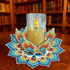 DIY Diamond Art Painting Candlestick Holders 5.71in Mandala Flower Shape Desk Candle Tray Tabletop Ornaments for Wedding Ramadan Party Home Table Centerpiece-Mandala11 - color: Mandala11