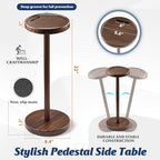 BLUEWEST Drink Table, 22" Tall Compact Side Table with Phone Slot and Weighted Base, Durable Pedestal Table Accent for Living Room (Flat, Walnut) - color: Walnut C