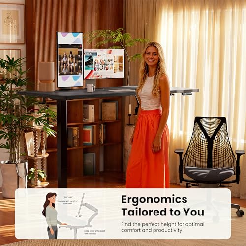 ErGear Height Adjustable Electric Standing Desk, 48 x 24 Inches Sit Stand up Desk, Memory Computer Home Office Desk, Grey - color: Grey, size: 47.2 X 23.6 Inches