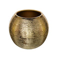 Royal Imports Flower Glass Ceramic Vase Decorative Centerpiece for Home or Wedding- Etched Bubble Ball Shape, 6"x5", Gold