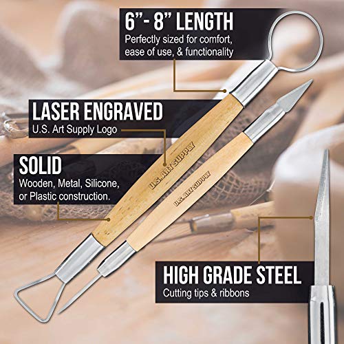 U.S. Art Supply Pottery & Clay Tools Set (53-Piece) - Includes Pottery Tools, Canvas Case for Sculpting, Ceramics, and Easy Storage & Transport - size: 53-Piece with Plastic Case
