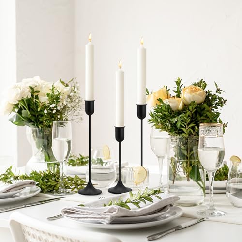 EAST FLAME Candle Holder - 3 PCS Candlestick Holders - Vintage Candle Stick Holder - Modern Decorative Centerpiece - Cozy Atmosphere Gift for Home Decor, Wedding, Black Taper - color: Black (3 Pcs)