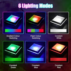 EEEKit 2PCS LED Light Display Base for 3D Crystal Glass Art, 6 Colors Square Flat Spherical Recess Show Crystal Ball Display Stand - color: Square