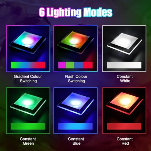 EEEKit 2PCS LED Light Display Base for 3D Crystal Glass Art, 6 Colors Square Flat Spherical Recess Show Crystal Ball Display Stand - color: Square
