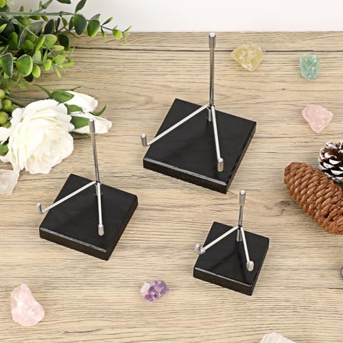 Hipiwe Display Stand Easel with Adjustable Stainless Steel Arm Easel with Wooden Base Easel Holder for Fossil Coral Geodes Rock Mineral Agate Plate Seashell Collectibles, 2.5"x2.5"x4.4" - size: Medium
