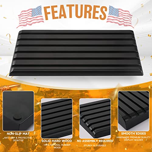 LIUYALO Military Challenge Coin Display Stand 6 Rows Stair Design Solid Wood Coin Holder Rack Gift for Military Army for Him Father Collectible Coins Holder Black Finish - color: black