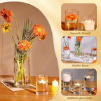 6 Pack Ribbed Glass Cylinder Vases 4,6,10 Inch Tall Clear Flower Vase Hurricane Floating Candle Holder for Table Centerpiece Wedding Home Decor - size: 6 Pack Ribbed(4,6,10 Inch)