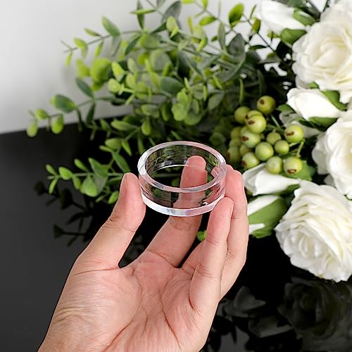 JUXYES Pack of 12 Clear Sphere Display Stand, Clear Sphere Holder Small Plastic Display Stands Round Display Easel Stands for Decorative Eggs, Crystal Balls, Marbles, Ball, Spheres, Collections