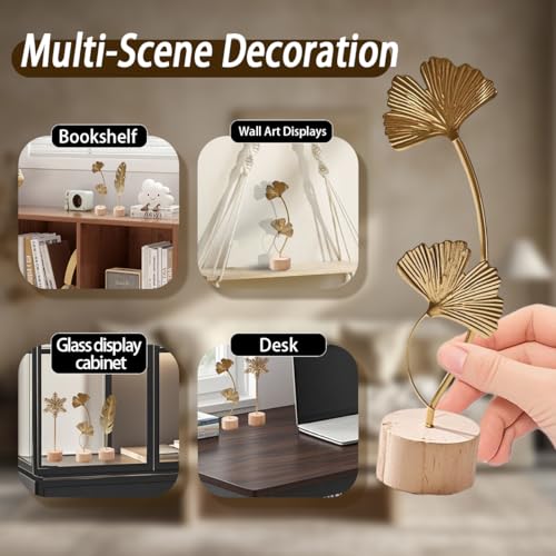 Gold Leaf Home Decor Set - Metal Leaves Statues, Modern Artistic Sculptures for Living Room, Office, Shelf & Home Decorative, Handmade 3D Botanical Accents (Monstera, Ginkgo, Snowflake, 3PCS) - color: Monstera, Ginkgo, Snowflake