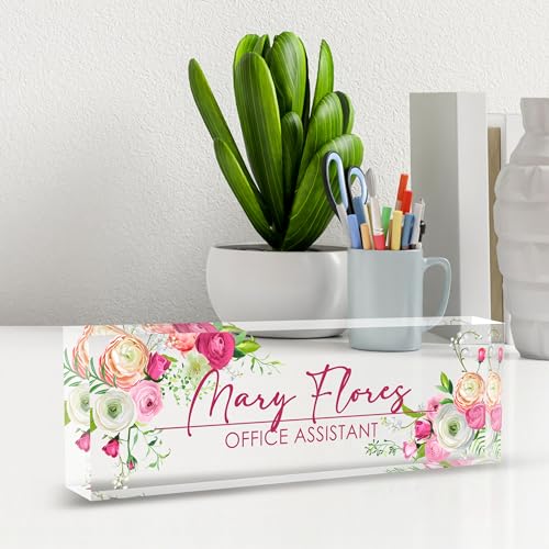 Personalized Desk Name Plate - Custom Gifts for Professionals & Employees - color: Flower 1