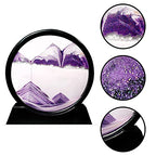 Muyan Moving Sand Art Picture Sandscapes in Motion Round Glass 3D Deep Sea Sand Art for Adult Kid Large Desktop Art Toys (Purple, 7 Inch) - color: Purple, size: 7 Inch