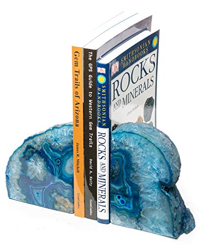 Agate Bookend with Rubber Bumpers Plus (3.5-6 lb, Blue) - color: Blue, size: 3.5 - 6 lb