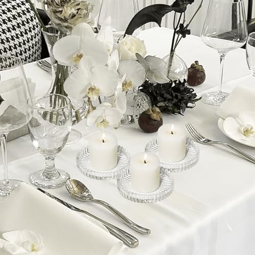 Pillar Candle Holder Set of 6, Glass Candle Holders for Pillar Candles, Clear Round Candle Plate for Table Centerpiece, Wedding, Party, Home Decor - color: Clear, size: 6 pcs