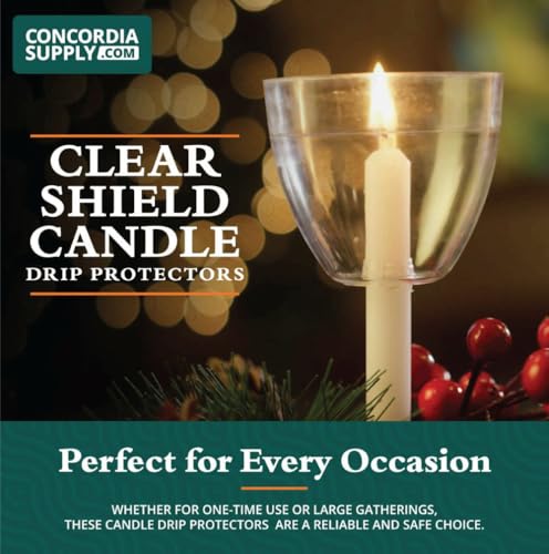 Concordia Supply Clear Shield Candle Drip Protectors - (Pack of 250) Wax Catcher for Candlesticks, Convenient for Church Vigils, Memorial, Congregational Candles, & Christmas Eve Candles - size: Pack of 250