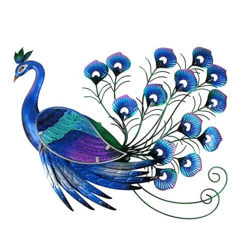 HICIVI Metal peacock wall decor peacock wall art with colorful glass wings, suitable for hanging living room front door garden home decoration 18''