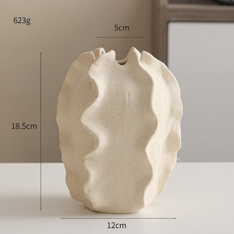 White Ceramic Vase – Nordic Minimalist Unglazed Stoneware Flower Vessel, Living-Room Centerpiece, Boho-Soft Furnishing Accent (11 Types) - color: 11 Types