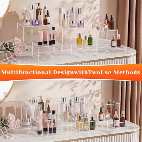 Acrylic Nesting Risers Display Stands Cube Boxes with Hollow Bottoms 6Pcs Clear Acrylic Boxes for Display (Clear) - color: Clear