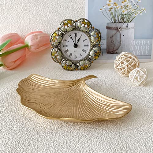 Small Leaf Shaped Trinket Dish, Decorative Gold Jewelry Dish Tray, Ring Hodler Dish Jewelry Organizer - color: Monstera Leaf