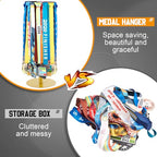 Shimeyao Medal Hanger Display Honor Display Rotatable Award Holder Rotating Metals Rack Adjustable Award Holder Stand for Basketball Running Sports Race, 30+ Medals - color: Gold