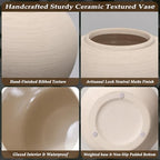 Tall Ceramic Vase 12 Inch Neutral Textured Vase,Cream Ceramic Vase for Home Decor,Farmhouse Tall Ceramic Flower Vase for Dining Table,Living Room,Kitchen,Bedroom,Entryway - size: 12 Inch