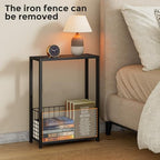 Homleke Narrow Side Table with Magazine Holder, Skinny End Table Perfect for Small Spaces, Space-Saving Design for Living Room, Bedroom, or Office, 7.1" D x 16.9" W x 23.6" H, Black - color: Black - Standard