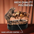 MEPERPER Bull and Bear Statue, Wall Street Bull Figurine, 9x9.5 Stock Market Decor Sculpture, Resin with Bronze-Like Finish, Finance Gifts for Traders and Investors