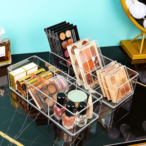 JessLab Acrylic Organizer, 2PK Cube Sections Makeup Organizer for Drawer, Makeup Organizer for Vanity, Countertop, Bathroom, Kitchen and Cabinet Storage(3+3 Compartment) - style: 3+3 Compartment
