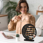 Kathfly Large Boho Moon Wooden Earring Display Organizer Stand Gift 10 Inch Floral Goth Earrings Stud Jewelry Holder Dangle Hanging Holder Gift for Women(Black) - color: Black