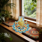 DIY Diamond Art Painting Candlestick Holders 5.71in Mandala Flower Shape Desk Candle Tray Tabletop Ornaments for Wedding Ramadan Party Home Table Centerpiece-Mandala11 - color: Mandala11