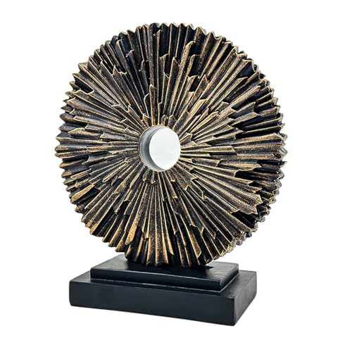 Abstract Statue for Home Decor,Office Desk Sculpture for Men,Creative Round Line Ornament for Bookshelf,Modern Decorative Sculpture,Bedroom,Livngroom,Table(Black) - color: Copper, size: Round Statue
