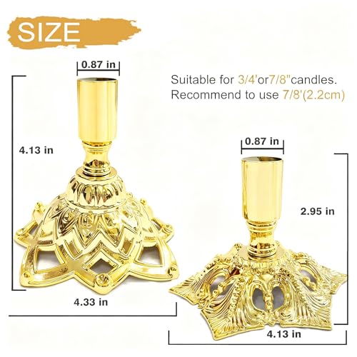 Candlestick Holders,Taper Candle Holder for Candlesticks Gold Plated Candle Metal Stick Candle Holders for Fireplace,Party, Dining,Wedding Decor,Fits 3/4 inch Thick Candle(Set of 2Pcs) - color: Gold, size: 1 set (2 pcs)