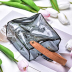 Handmade Leather - Handle Handbag - Style Glass Vase - Simple Elegance for Your Space (Gray) - color: Gray