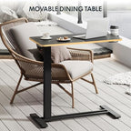 FLEXISPOT H7 Adjustable Overbed Bedside Table with Wheels Pneumatic Mobile Standing Desk Laptop Desk Rolling Computer Cart Movable Overbed Table Hospital Home Use(31.5" W x 17.7" D, Black Maple Large) - color: Black Maple, size: Large