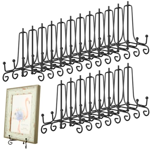 YAYODS 20 Pack Plate Stands for Display 4 Inch Black Iron Easel Stand Holder, Foldable Plate Picture Holder Display Stand for Photo Frames Decorative Books Arts