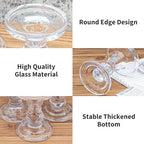 YAKii Clear Glass Candle Holder Set - Elegant Crystal Candlestick Holders for Pillar Taper Candles and Tea Lights - Perfect for Home Decor, Wedding, Christmas and Party - Set of 3